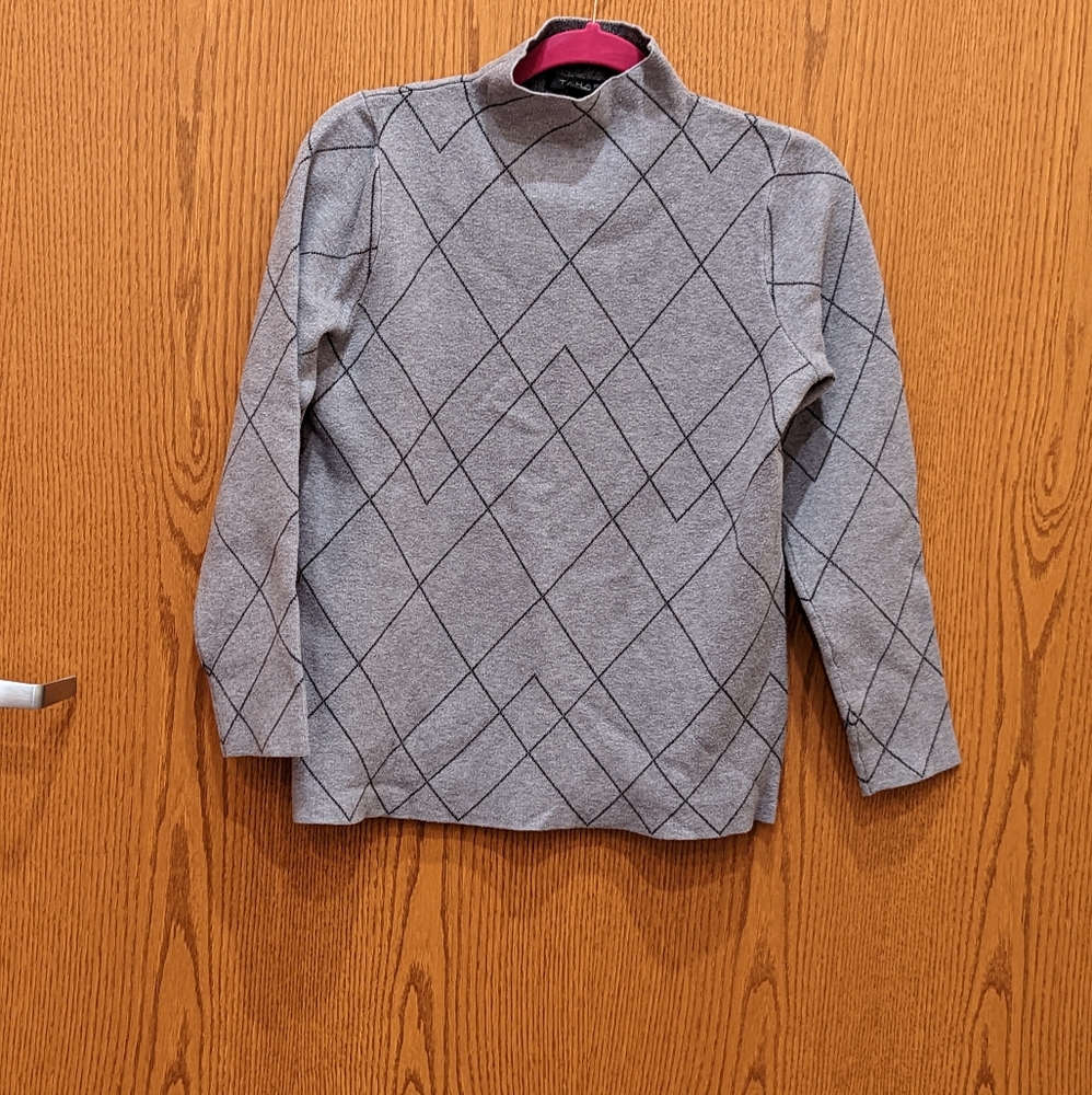Tahari Windowpane Mockneck Sweater